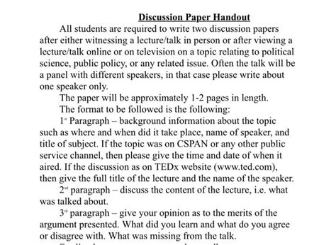 solved discussion paper handout  students  required  cheggcom