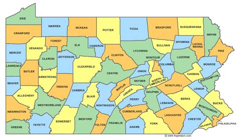 pennsylvania county map map  pennsylvania counties  printable