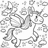 Coloring Pages Unicorn Kawaii Flying Choose Board sketch template