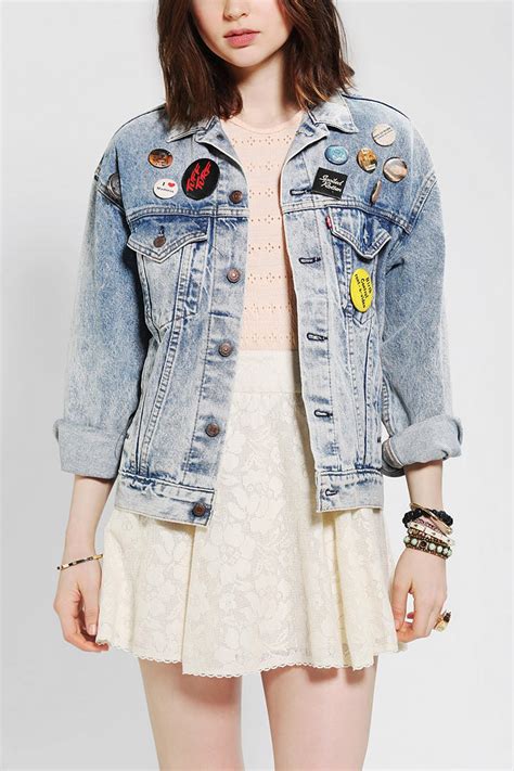 Editor’s Pick A Vintage Denim Jacket Covered In Pins