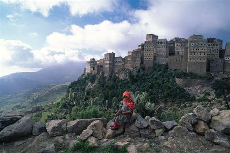 al hajjarah yemen  fortified mountain village  built   middle ages  served