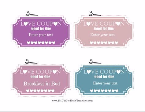 Free Editable Love Coupons For Him Or Her In Love Coupon Template For