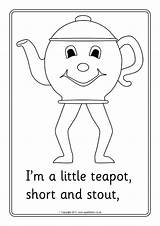 Teapot Little Colouring Sheets Sparklebox sketch template