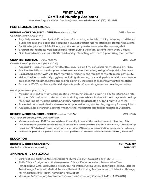 certified nursing assistant resume samples pictures  resume sample