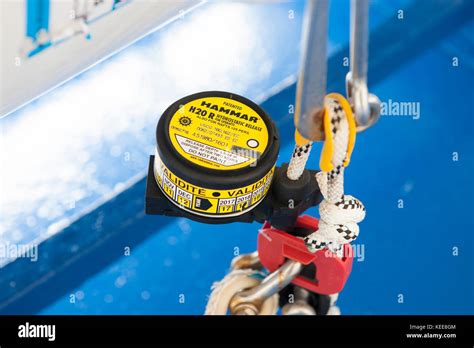 hydrostatic release mechanism  ships life raft canister stock photo alamy