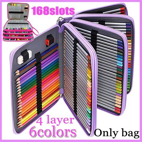 pc  slot  layer colored pencil case  ornaments large capacity soft  pu
