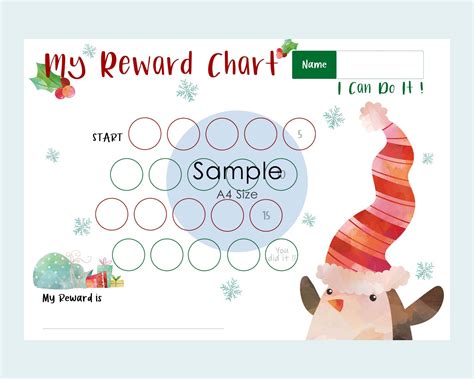 christmas reward chart printable reward chart  kids etsy france