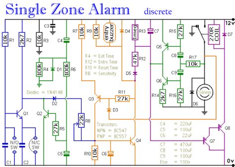 single zone alarm circuit diagram project alarms security related schematics  tutorials