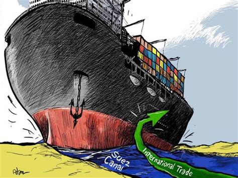 cartoon massive ship blocks the suez canal cartoons gulf news