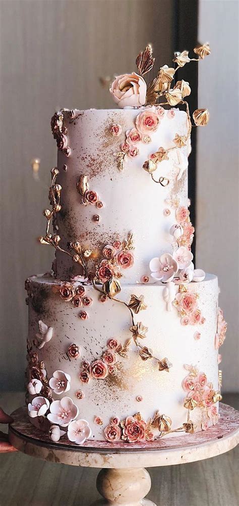 32 jaw dropping pretty wedding cake ideas elegant blush and gold