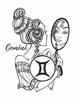 Gemini Gemelli Horoscope Segno Zodiaco Zodiacale Vettore Astrologia Astrology Oroscopo Colorazione Vecteezy sketch template