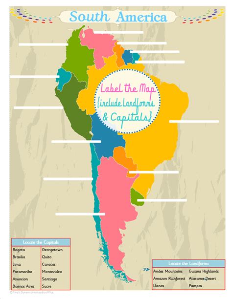 learn  south america  printables