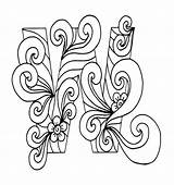 Alphabet Zentangle Letter Doodle Stylized Drawn Font Sketch Hand Style Coloring Illustration Preview sketch template