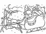 Santa Coloring Sleigh Reindeer Pages Claus His Printable Getcolorings Color Print Popular sketch template