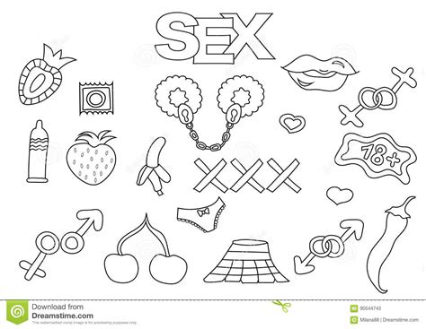 sex and elements hand drawn set coloring book template outline doodle stock vector