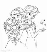 Coloring Pages Elsa Anna Printable Disney Colouring Frozen Print Girls sketch template