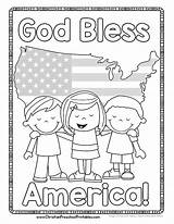 July Fourth Bible Printables Christian Preschool Sunday School Coloring Kids Church Crafts Children Lessons Pages 4th Bless God America Christ sketch template
