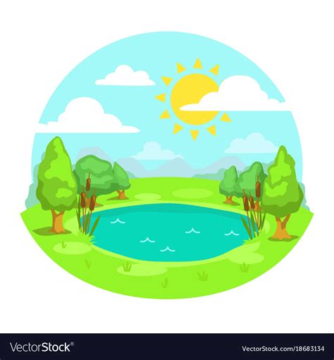 funny cartoon sunny day landscape royalty  vector image