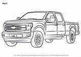 Ford Draw F350 Drawing Coloring Step Trucks Pages Diesel Sketch Tutorials Template sketch template