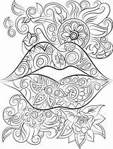 Adult Pages Lips Coloriage Ausmalen Malvorlagen Mandala Colorama Adultos Ausdrucken Lippen Digitale Onmiddellijke Bloemen Colorier Stoner Zentangle Vorlagen Mandalas Topkleurplaat sketch template
