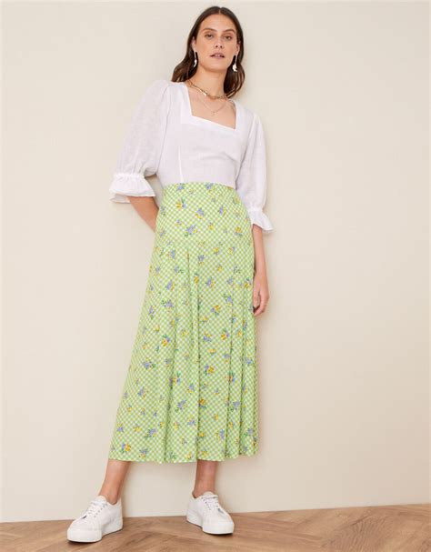 gabriella floral and gingham skirt green skirts monsoon uk