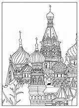 Coloring Pages Building Buildings Adult Basil Cathedral Saint Red Square Moscow Empire State City Palace Buckingham Architecture Printable London Sofian sketch template