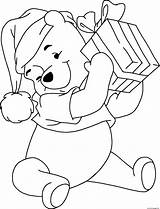 Winnie Pooh Coloring Pages Printable Christmas Color Present Print sketch template
