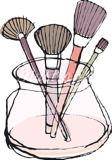 girls makeup vanity illustration cartoon make up brushes in a pot