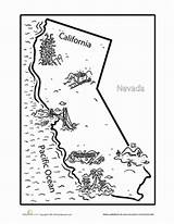California Coloring Regions Map History Grade Worksheets Worksheet Pages Kindergarten Social Studies 3rd Geography 4th State Kids Color School Relief sketch template