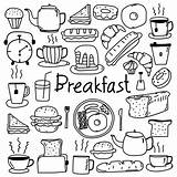 Breakfast Doodle Clipart Vector Line Drawn Hand Set Bakery Premium Coffee Color sketch template