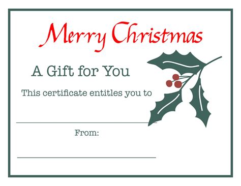 blank christmas gift certificate