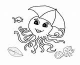 Octopus Pieuvre Preschool Seashells Coloriages Colorier sketch template