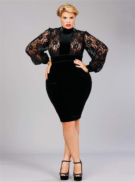 amelia lace panel velvet dress black by monif c plus size outfits