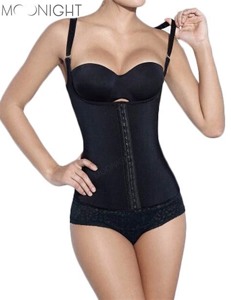 moonight black rubber waist cincher women latex corset top shaper waist