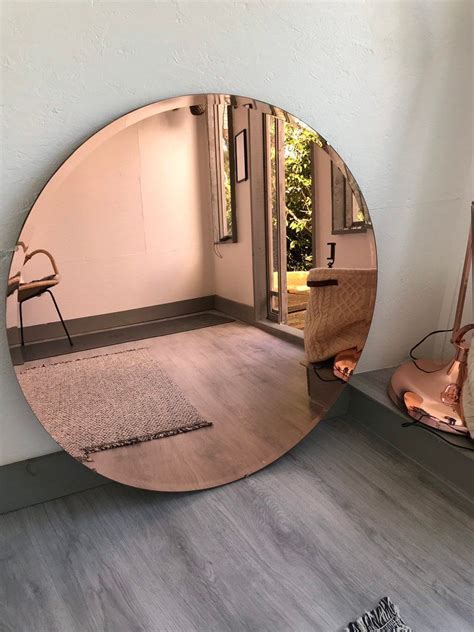 Amazing Large Copper Rose Gold Mirror With Bevelling Around The Rim