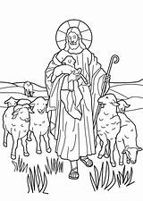 Shepherd Good Jesus Coloring Religious Bible sketch template