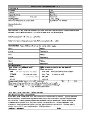 fillable  application  employment page    fax email print pdffiller