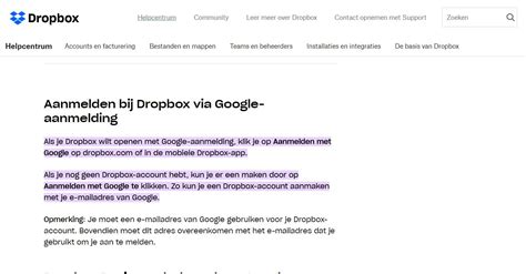 dropbox inloggen met google  inloggen