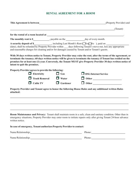 room rental agreement form green fill  sign