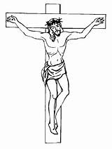 Jesus Coloring Crucifixion Christ Printable Drawing Pages Easy Kids Cross Crucifix Crucified Easter Christian Drawings Color Colouring Template Sheets Sunday sketch template