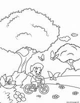 Coloring Bicycle Butterflies Chasing Boy Pages Printable sketch template