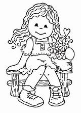 Coloring Stempels Pages Stamps Bench Girl Digital Templates Mijn Au Embroidery Patterns sketch template