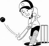 Cricket Clipart Playing Girl Sports Graphics Outline Results Search Wikiclipart Vector sketch template