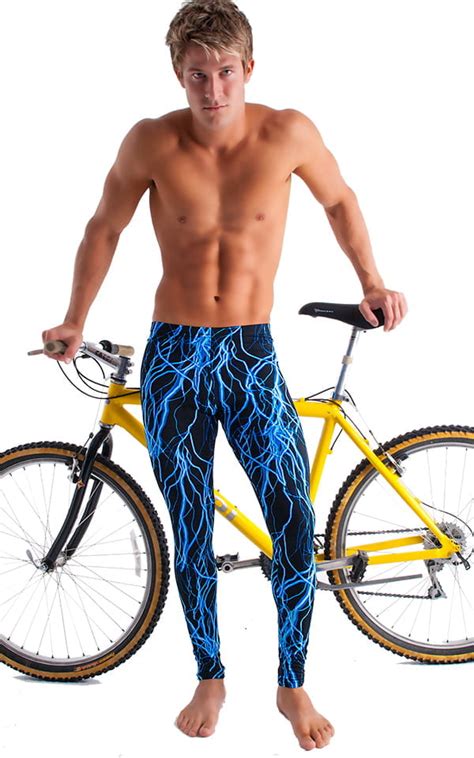 bike tights  bike pad  blue lightning  black tricot nylon