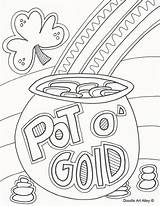 Coloring Patricks St Pages Doodles Printable Celebration Gold Rainbow Pot Color Comments sketch template