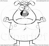 Waving Dog Cartoon Fists Chubby Spotted His Clipart Thoman Cory Outlined Coloring Vector sketch template