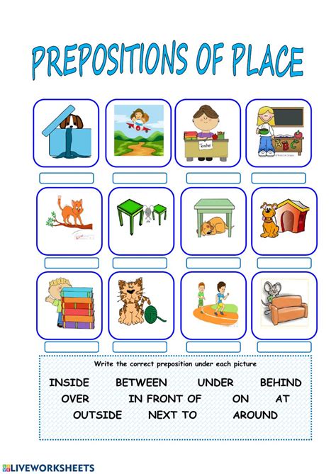 preposition  place interactive worksheet