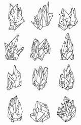 Crystal Drawing Tattoo Geometric Illustration Drawings Coloring Tattoos Rock Inspiration Doodle Pages Crystals Line Shapes Mineral Minerals Rocks Vector Choose sketch template