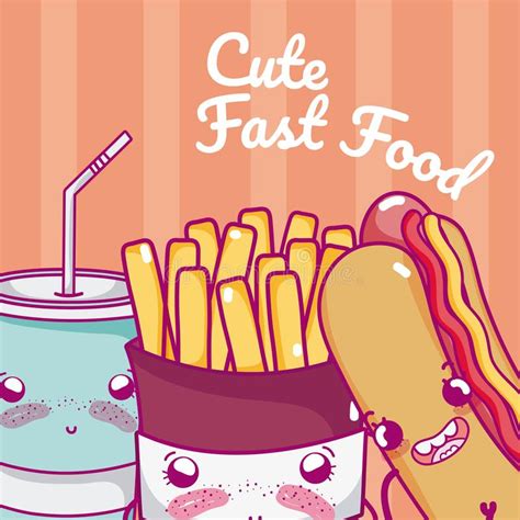cute fast food kawaii cartoon stock vector illustration  cartoon