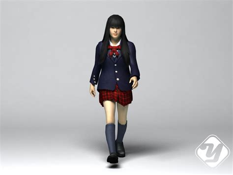 rigged high school girl 3d model rigged cgtrader